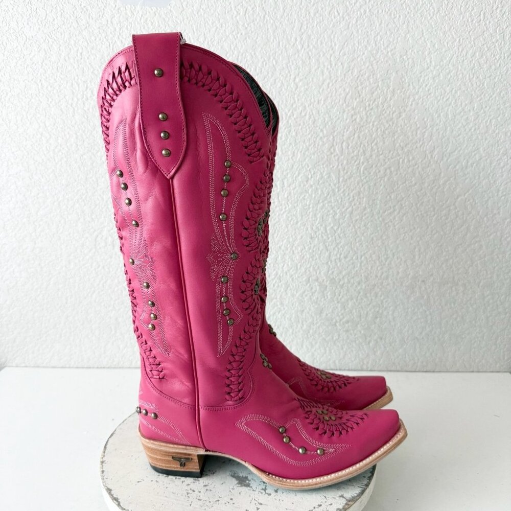 Lane COSSETTE Hot Pink Cowboy Boots Western Tall Snip Toe Size 9.5 - Picture 2 of 14
